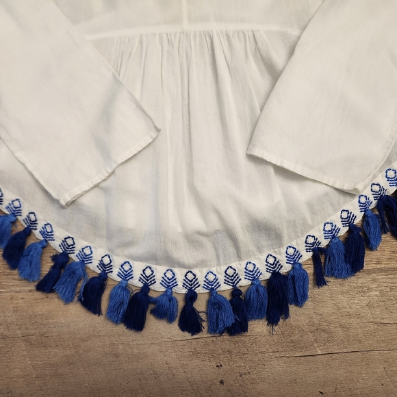 ⚪️ KAS Designs Embroidered Blouse with Tassels Size M - Picture 9 of 16